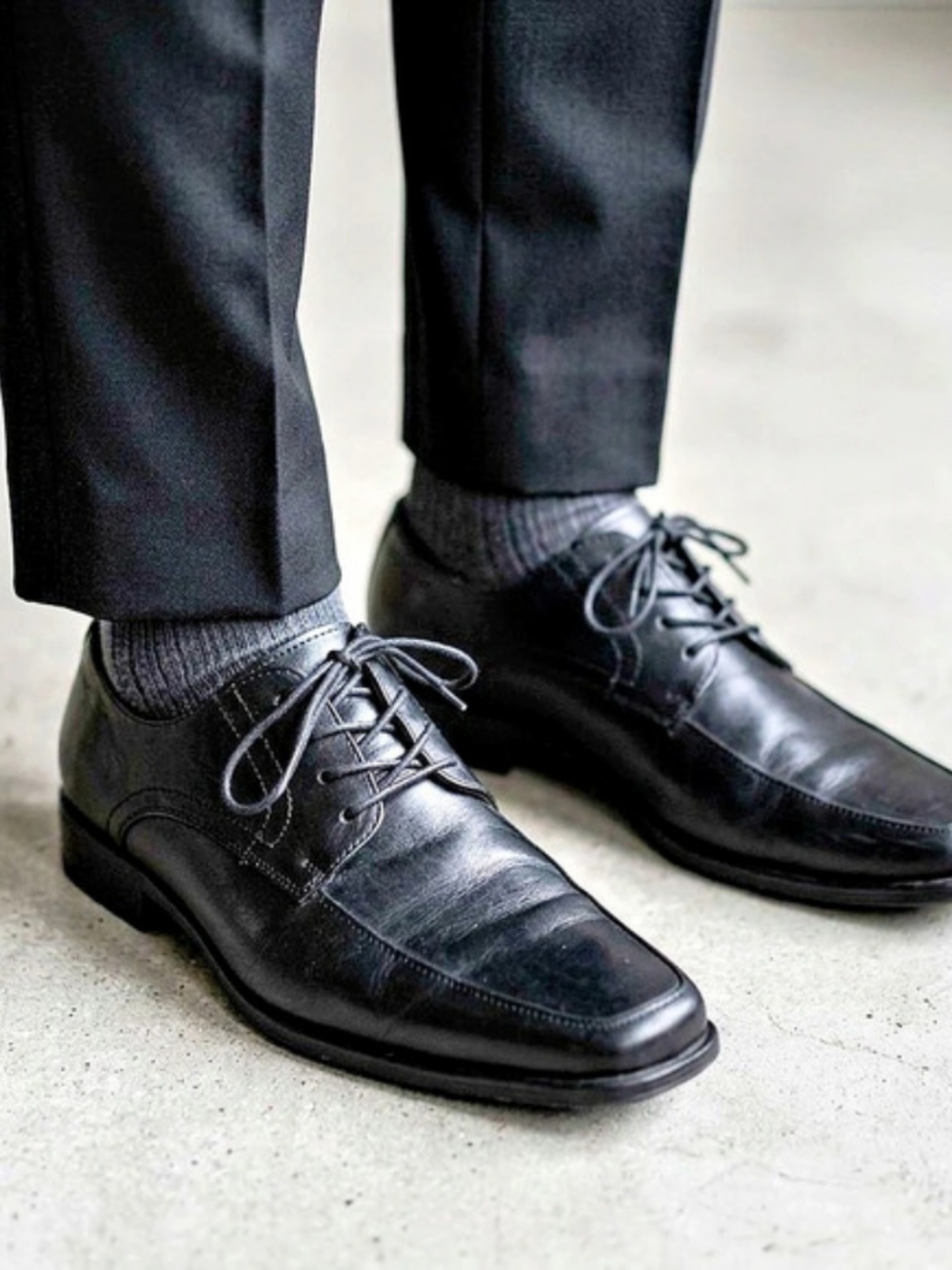 Vintage Pegabo Men's Black Leather Square Toe Dress Shoes Oxfords US 9